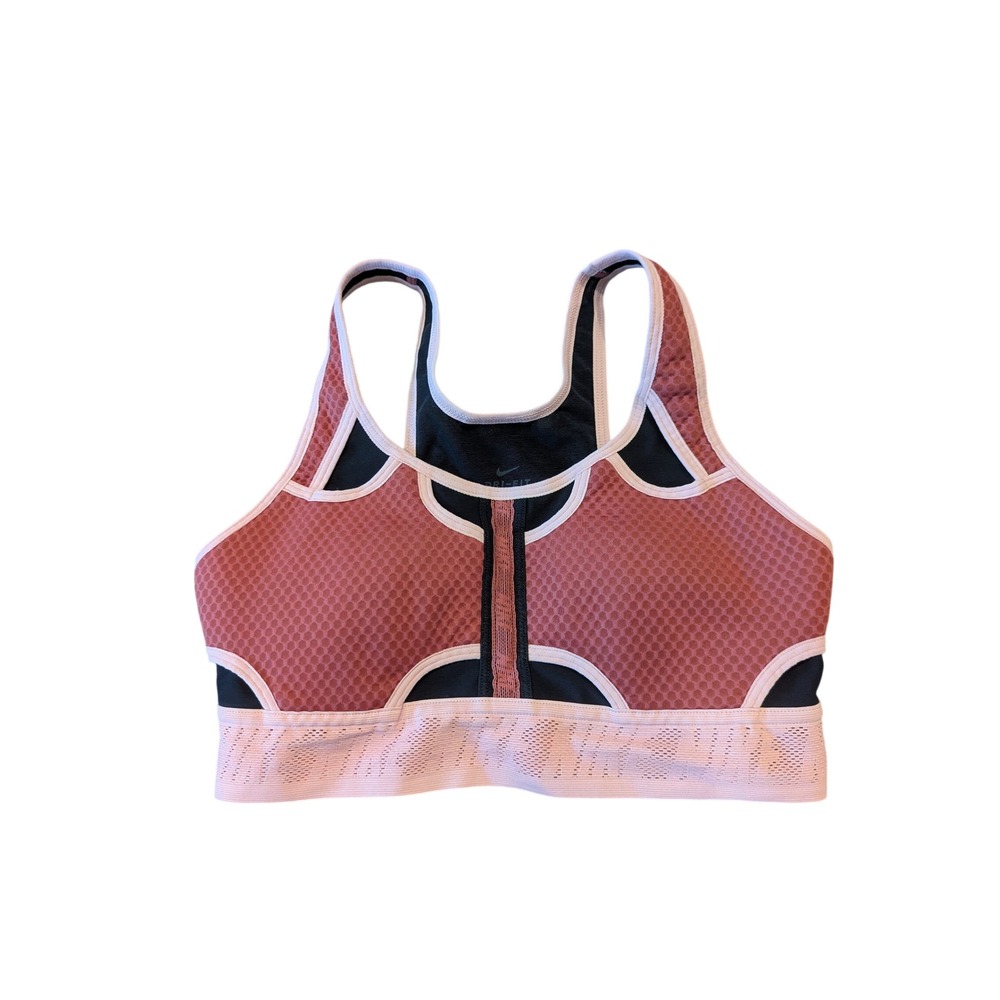 Nike Dri-FIT Medium Support Sports Bra Pink Black Honeycomb Mesh NWT small